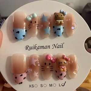 HK Cute Nail Set - Pink and Blue